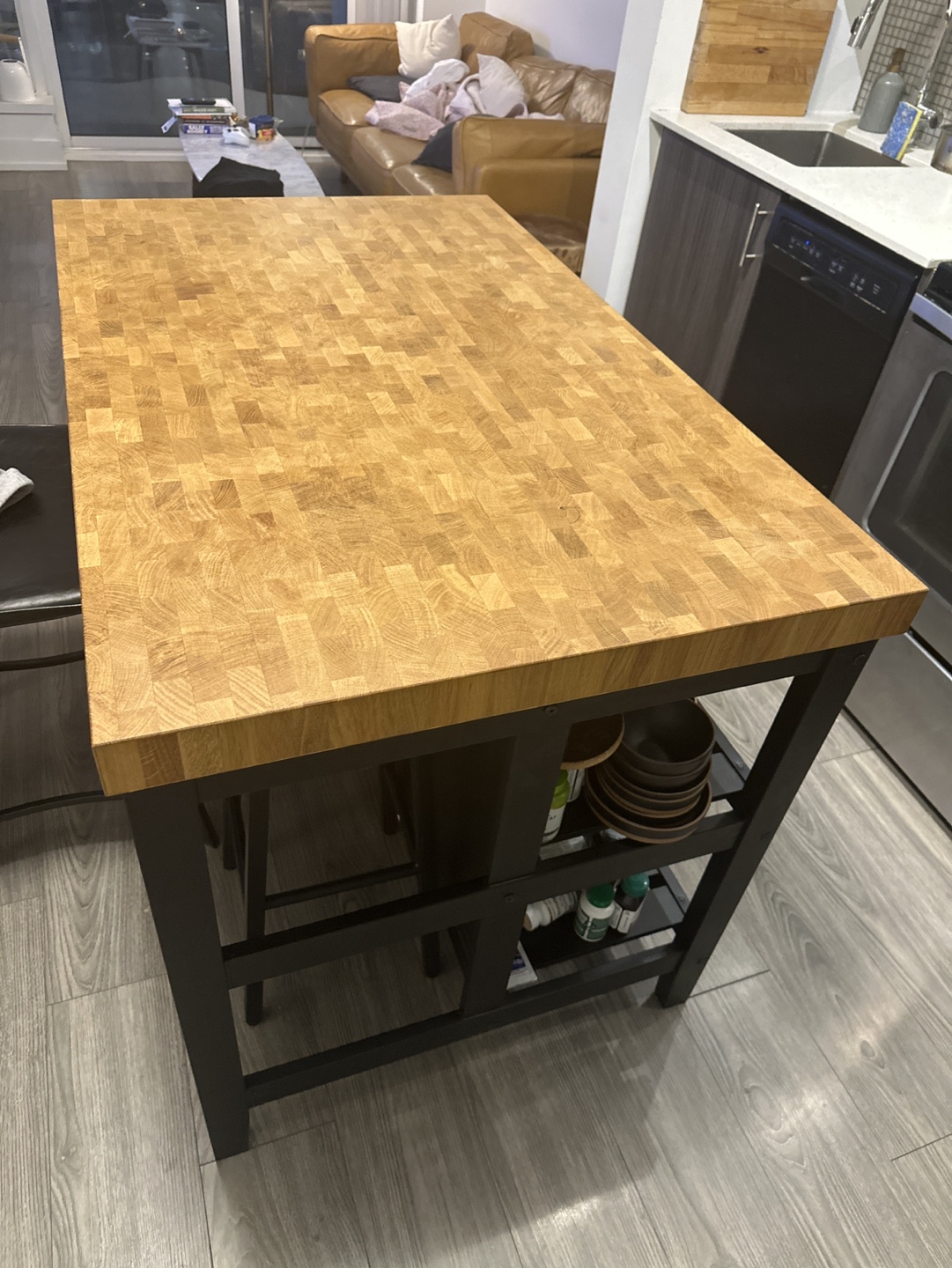 IKEA VADHOLMA Kitchen Island - Black/Oak