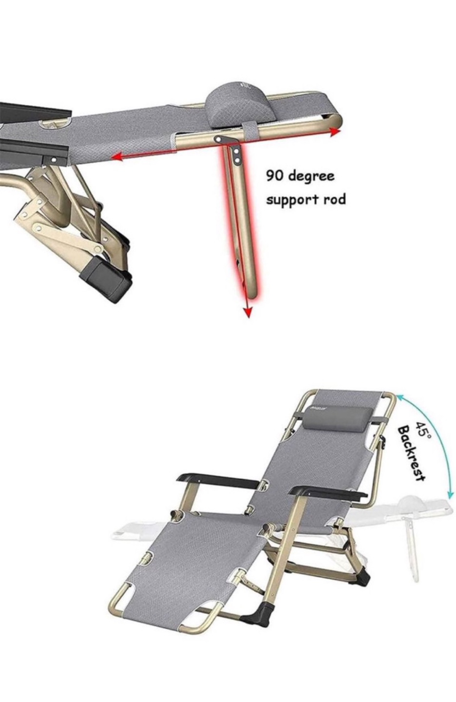 Reclining Chair Set of 2 Folding Zero Heavy duty Sun Bed - photo 5