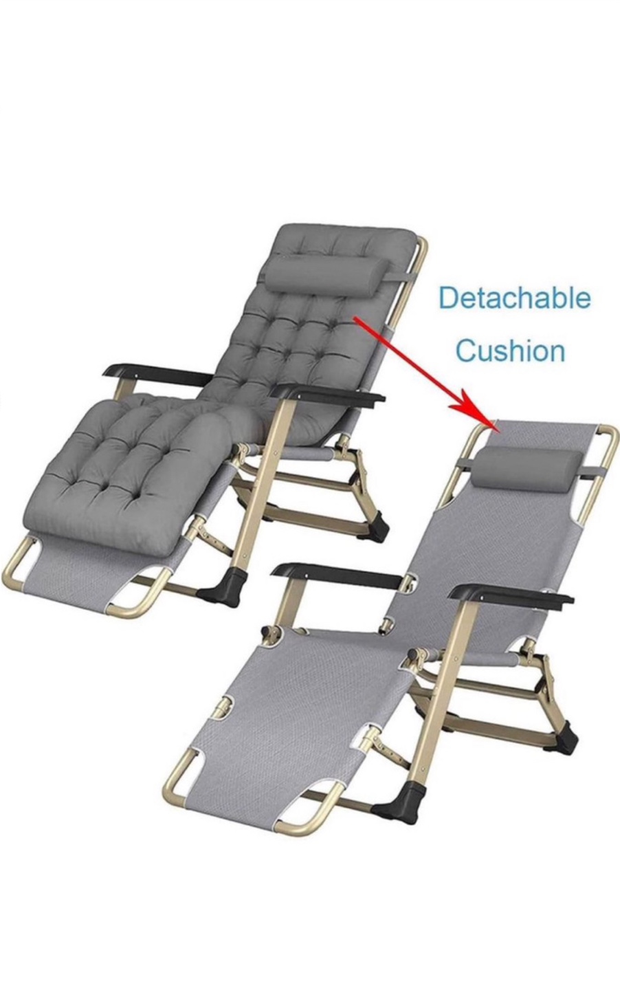 Reclining Chair Set of 2 Folding Zero Heavy duty Sun Bed - photo 4