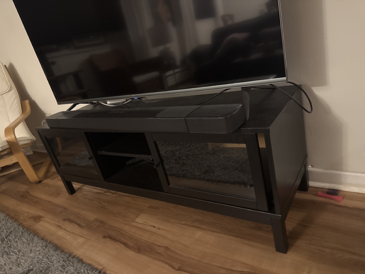 Black TV Stand with Glass Doors - photo 3