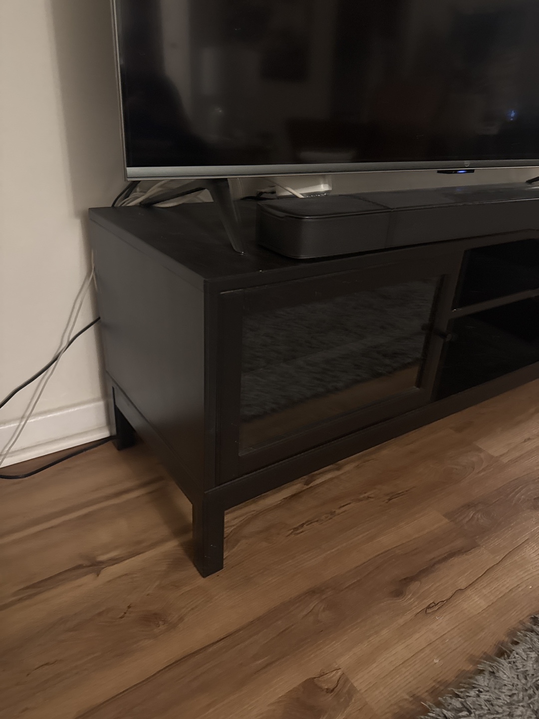 Black TV Stand with Glass Doors - photo 2