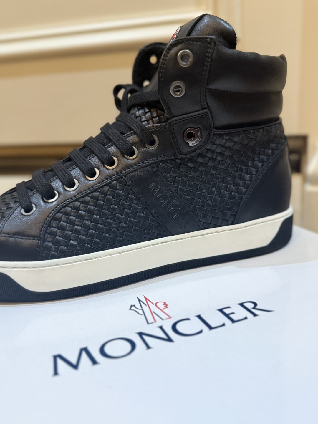 Moncler Black Leather High-Top Sneakers - photo 2