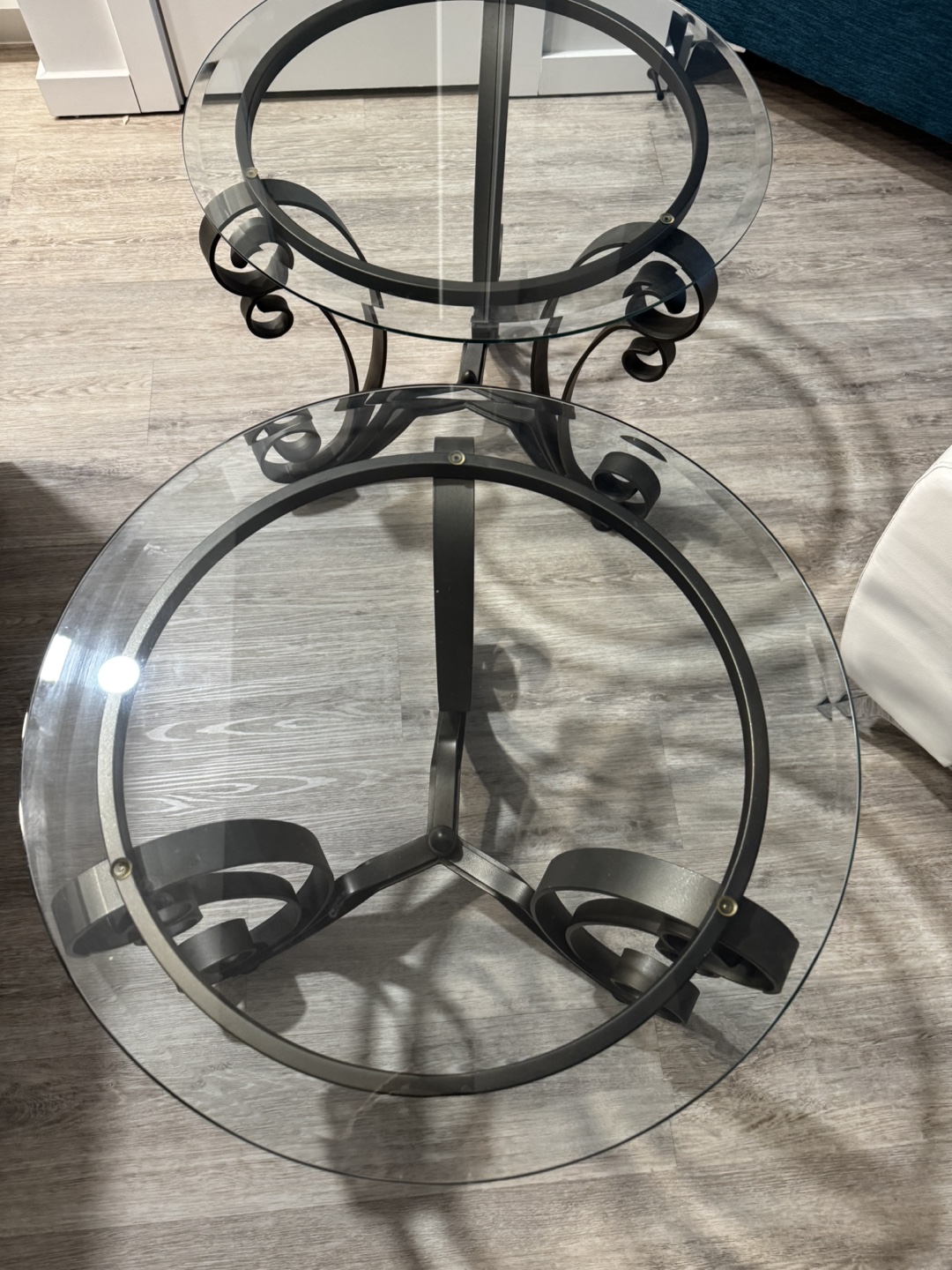 Pair of Ornate Glass-Top Side Tables