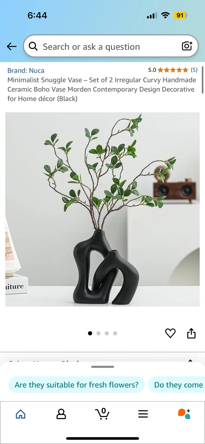 Handmade Black Ceramic Vase Set - Modern Decor image indicator(4)