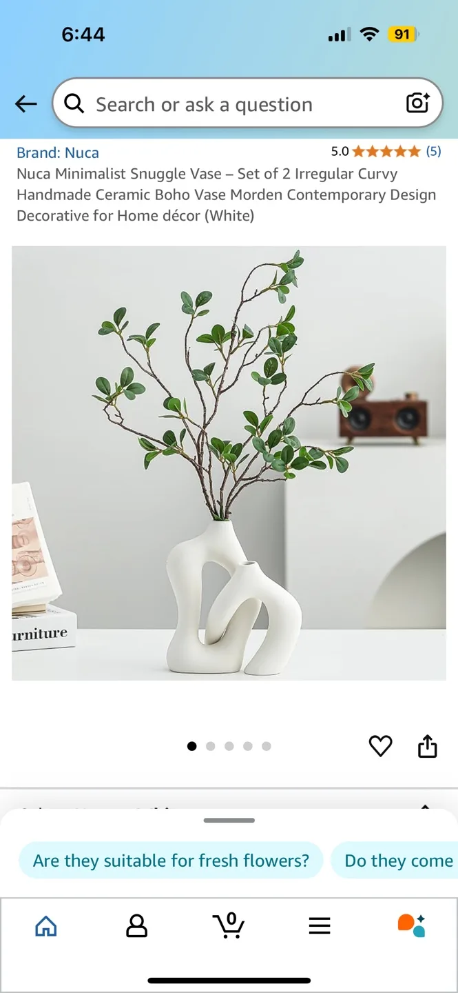 Handmade White Ceramic Vase Set - Modern Decor image indicator(4)