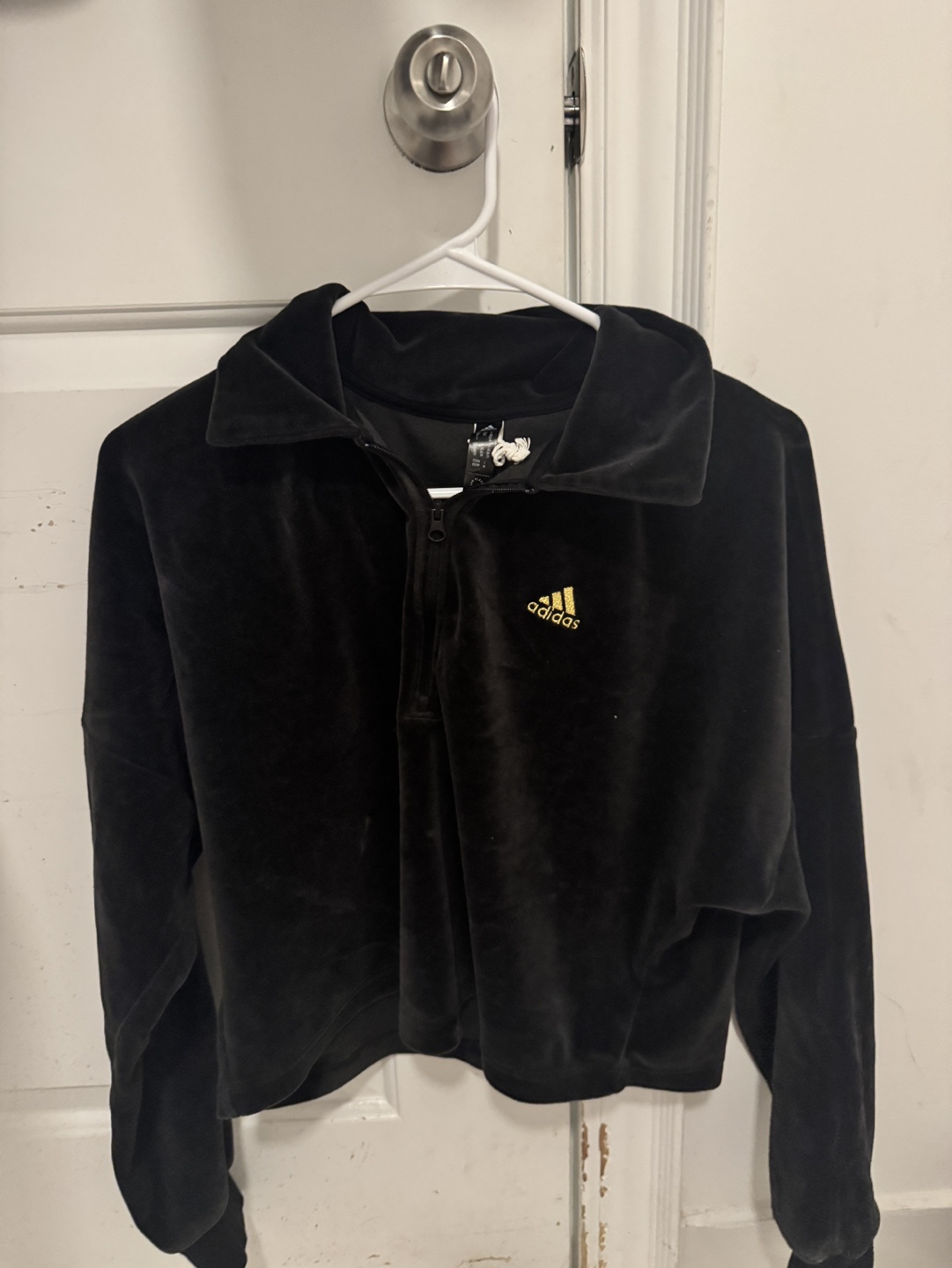 Adidas Velour Quarter-Zip Crop Sweatshirt - photo 2