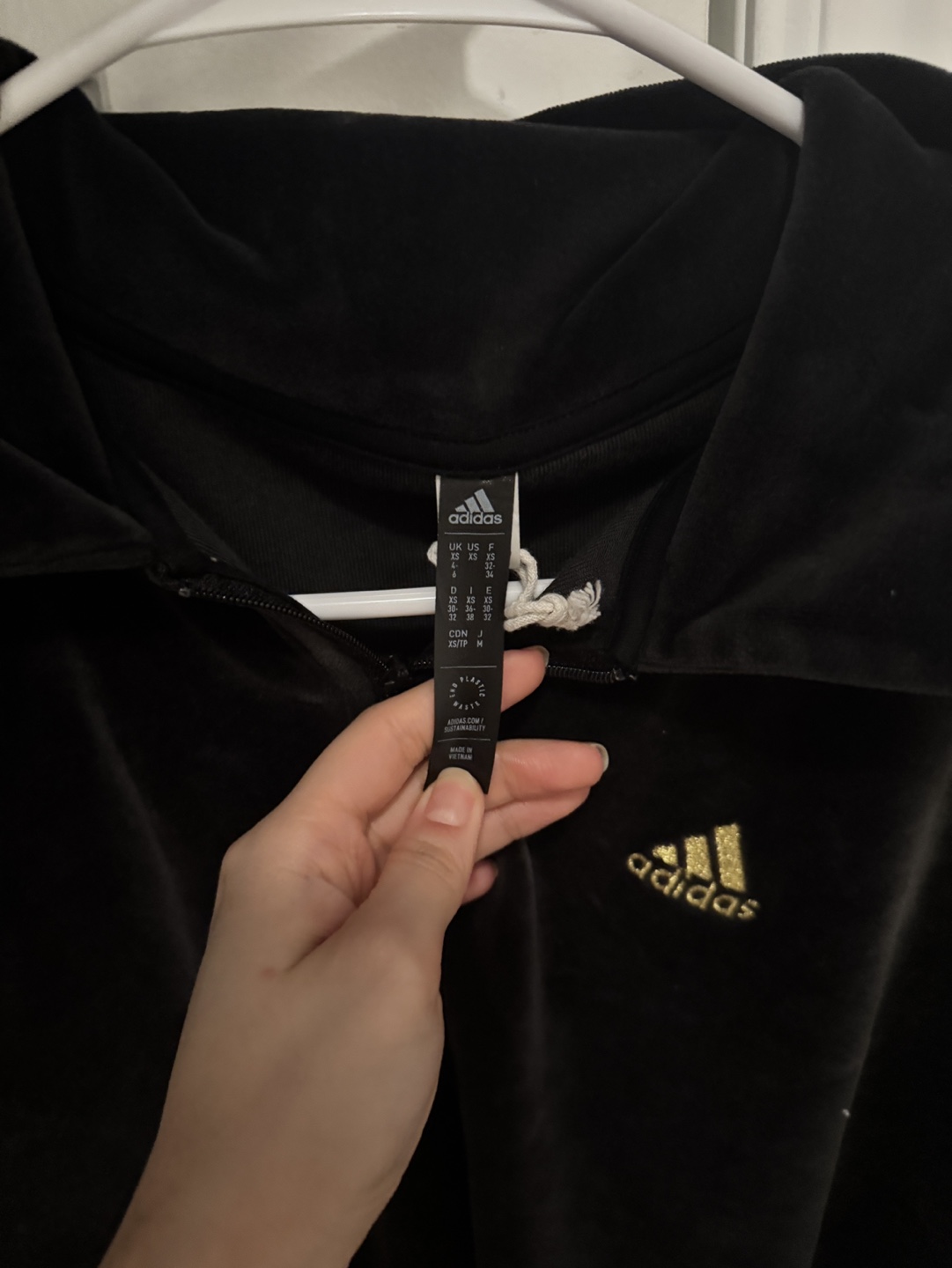 Adidas Velour Quarter-Zip Crop Sweatshirt - photo 3