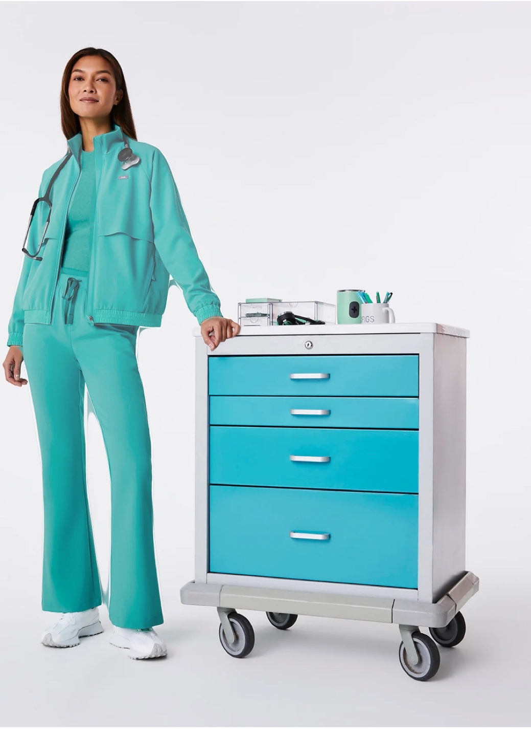 Figs Scrub Top & Pants Set - Teal - Size M