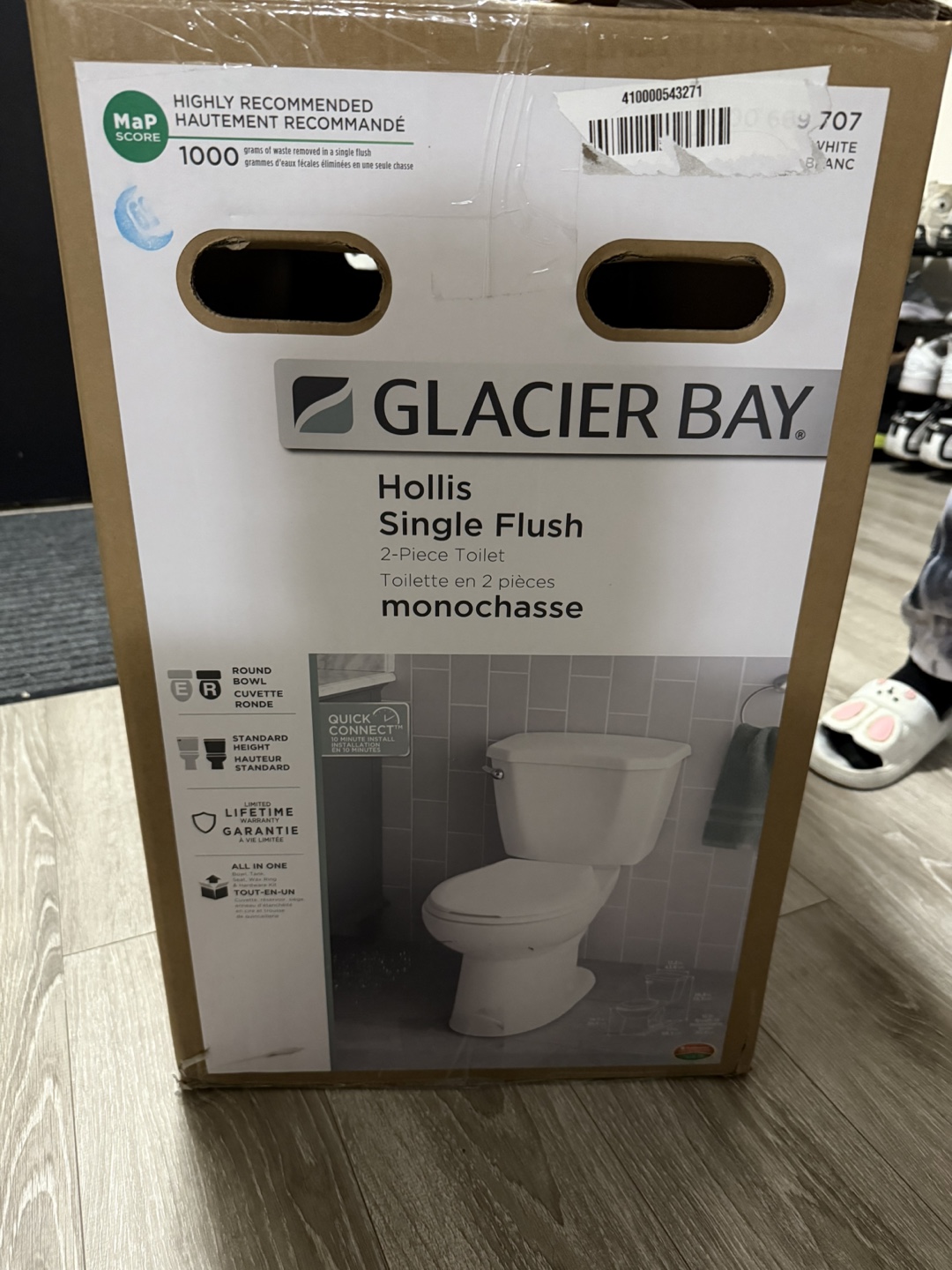 Glacier Bay Hollis Single Flush 2-Piece Toilet - White