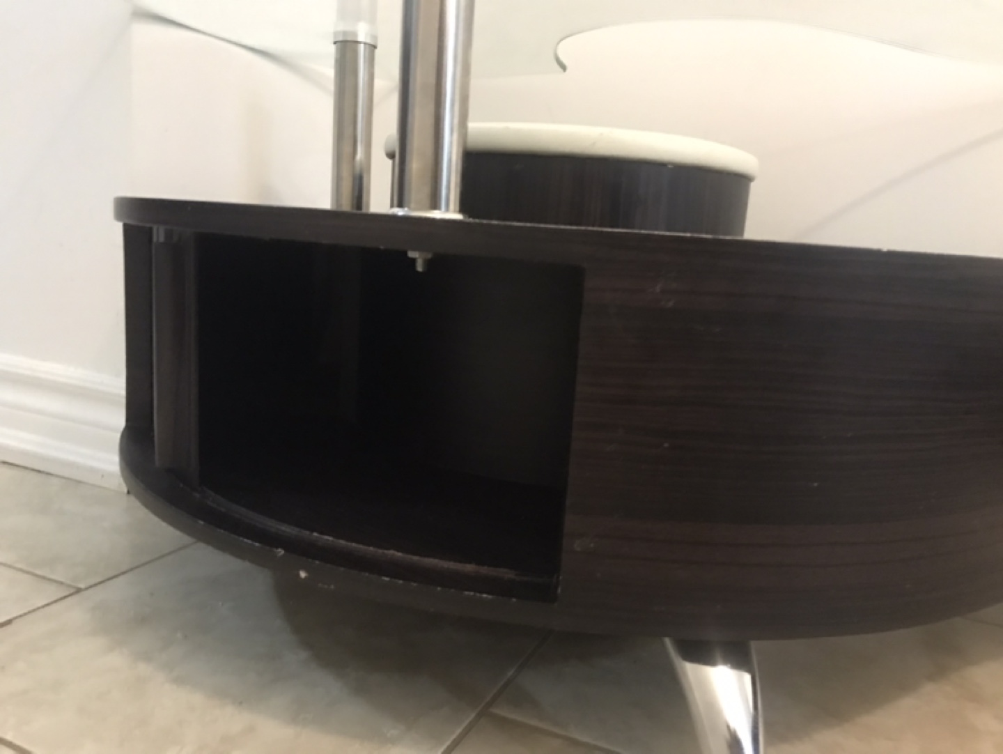 Modern Glass Top Coffee Table with Two Ottomans