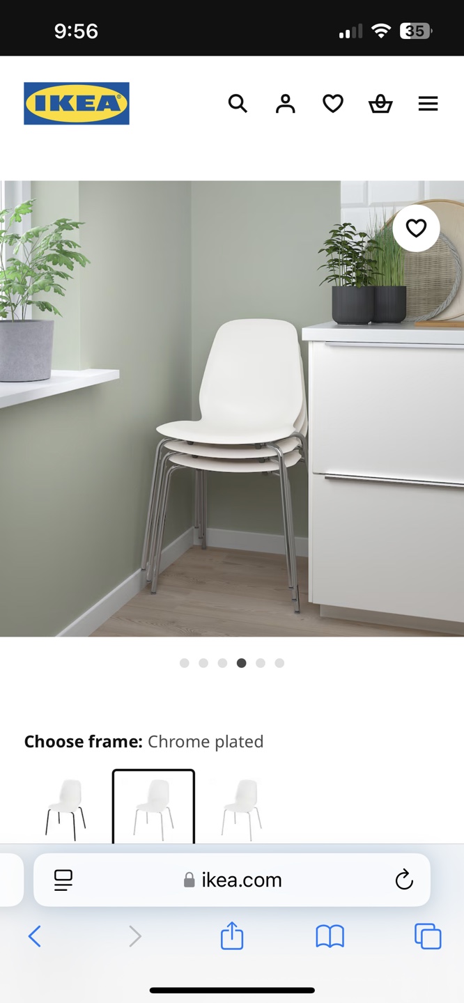 IKEA LIDÅS White Kitchen Chair - Chrome Legs