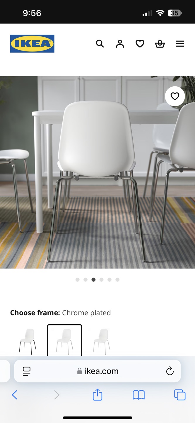 IKEA LIDÅS White Kitchen Chair - Chrome Legs - photo 3