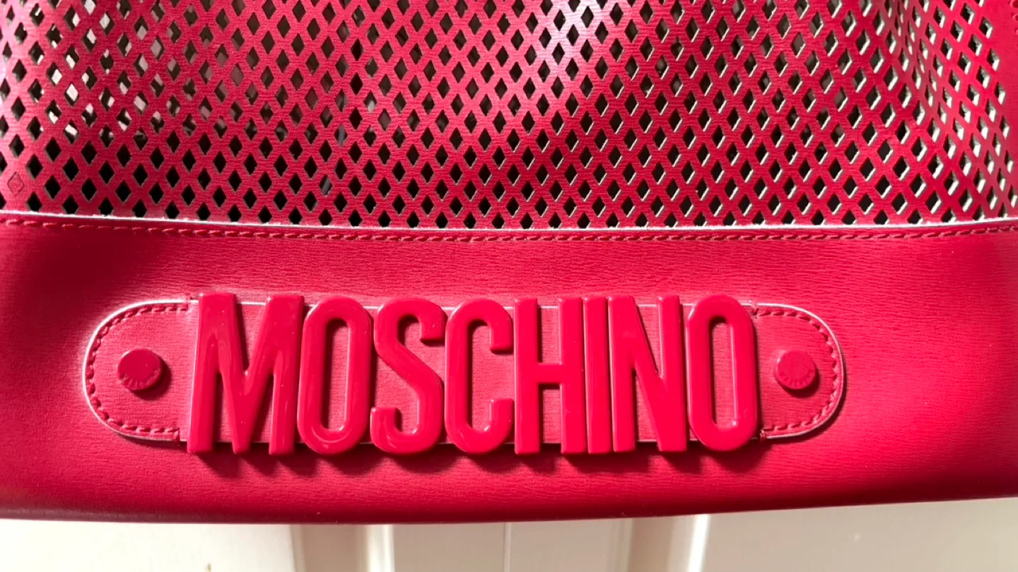 Moschino Red Perforated Leather Tote Bag with Pouch image indicator(3)