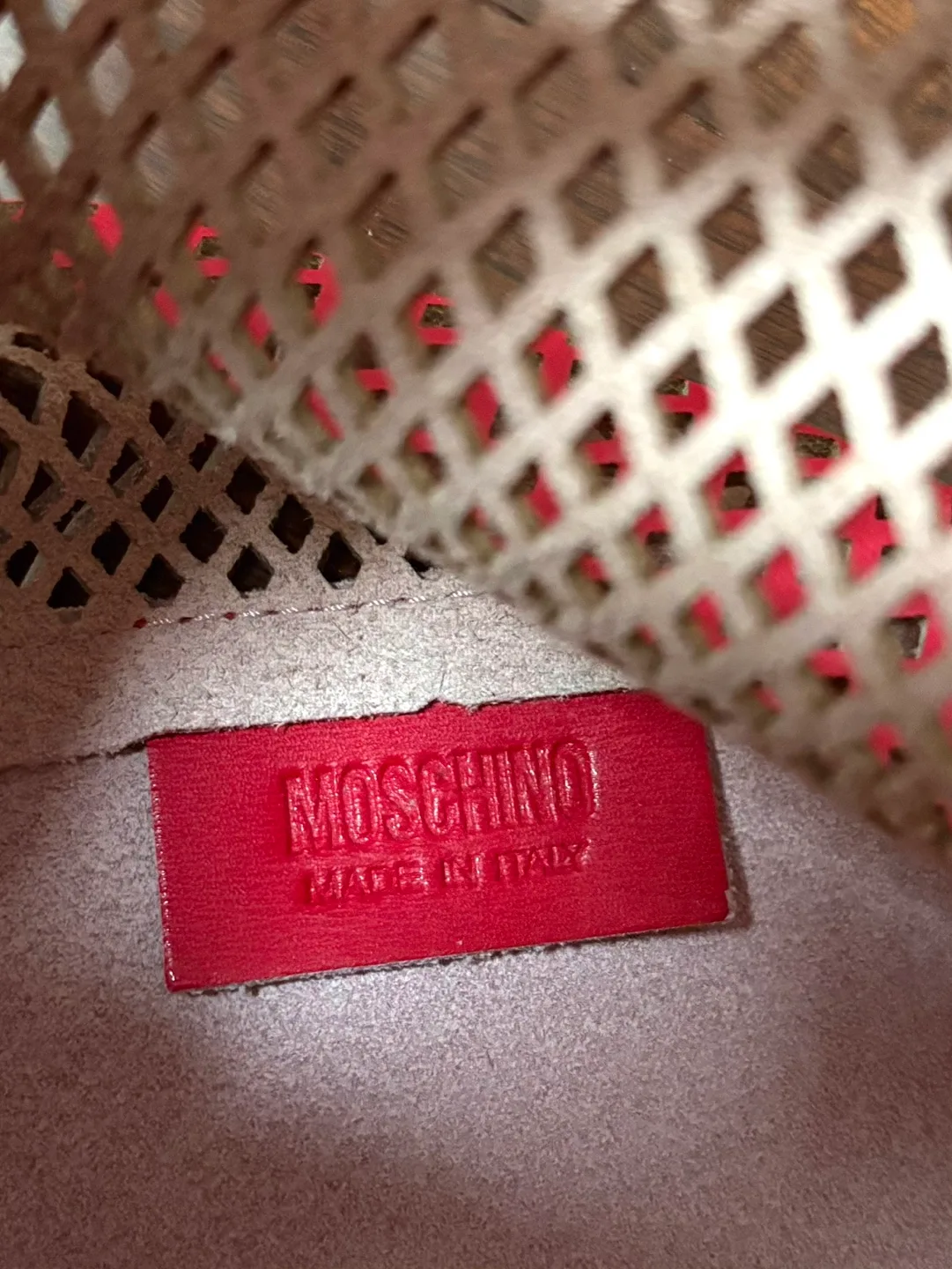 Moschino Red Perforated Leather Tote Bag with Pouch image indicator(6)