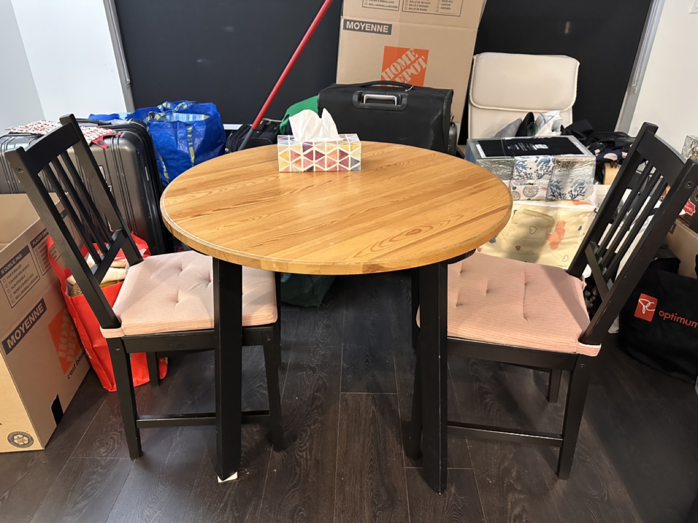Small Round Dining Table with Two Chairs