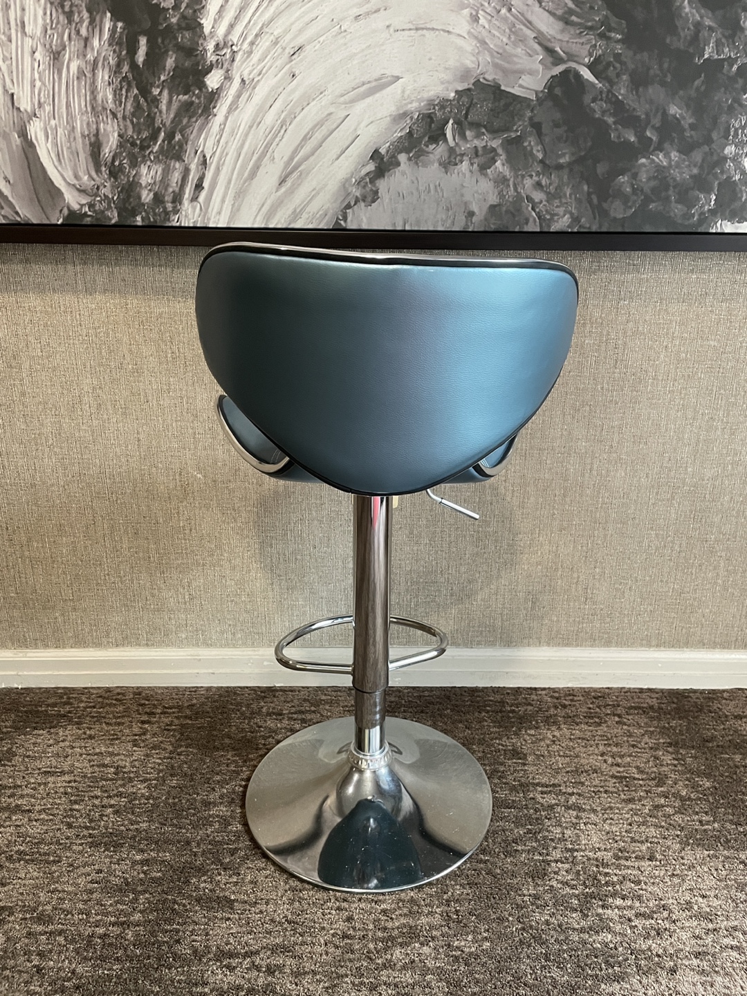 Modern Adjustable Bar Stool, Blue PU Leather - photo 2