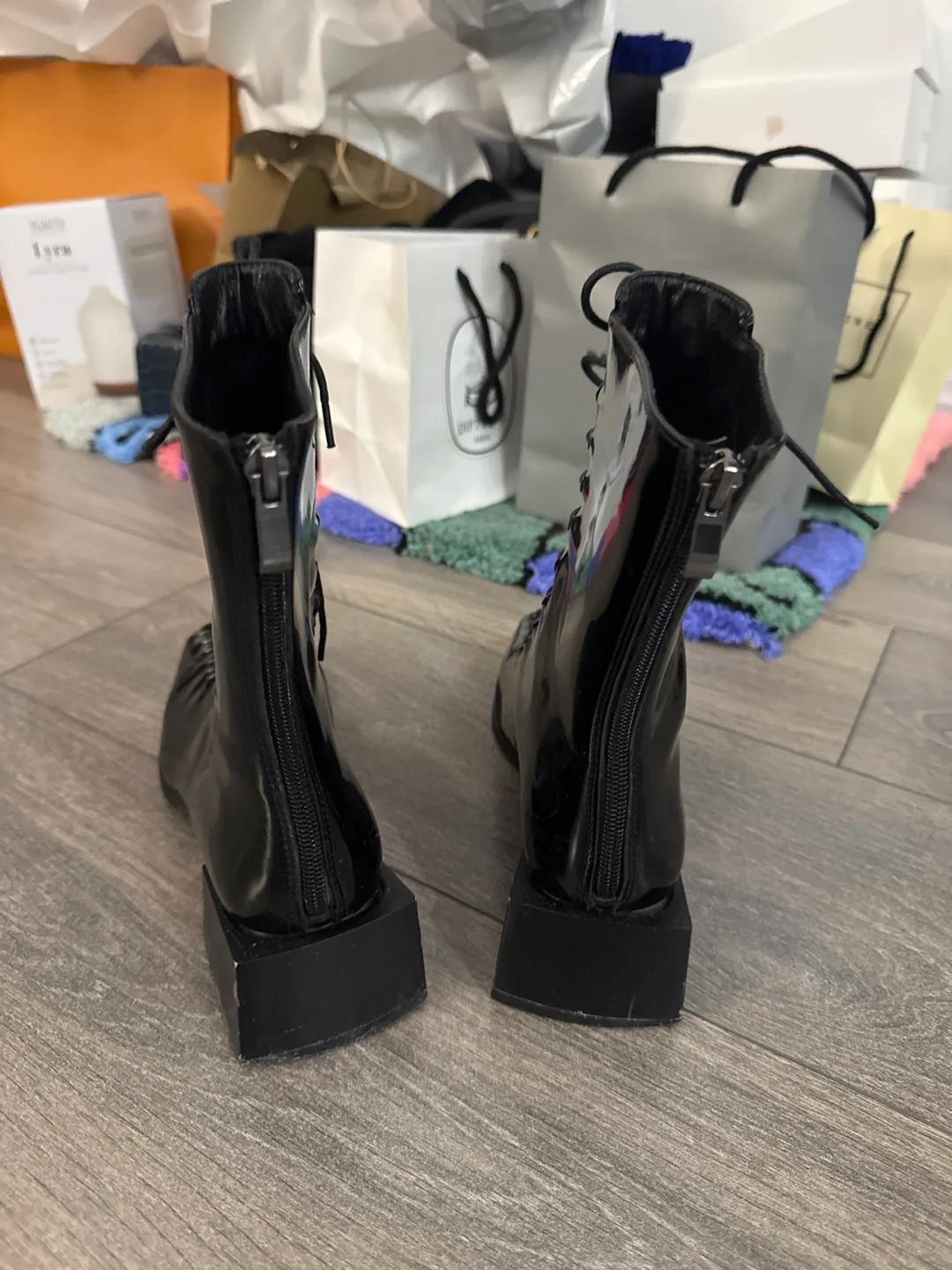 Black Patent Leather Lace-Up Boots image indicator(3)