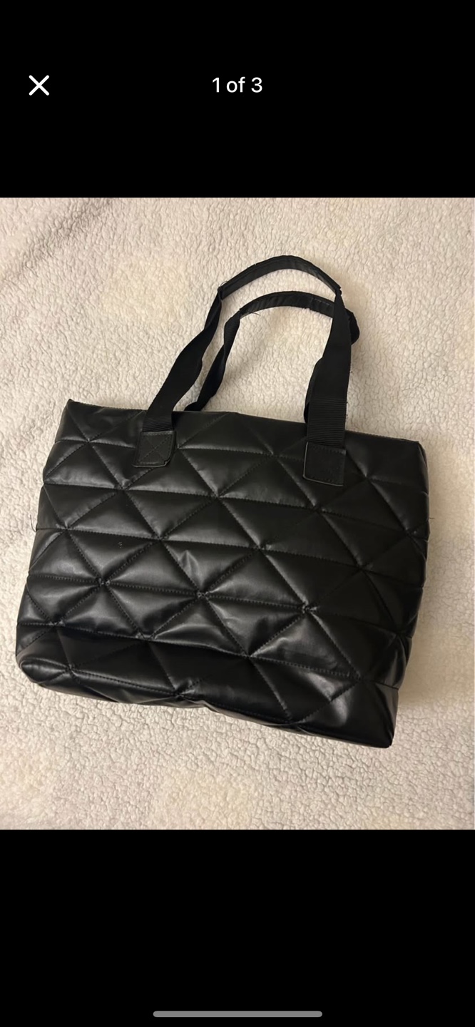 Black Quilted Tote Bag