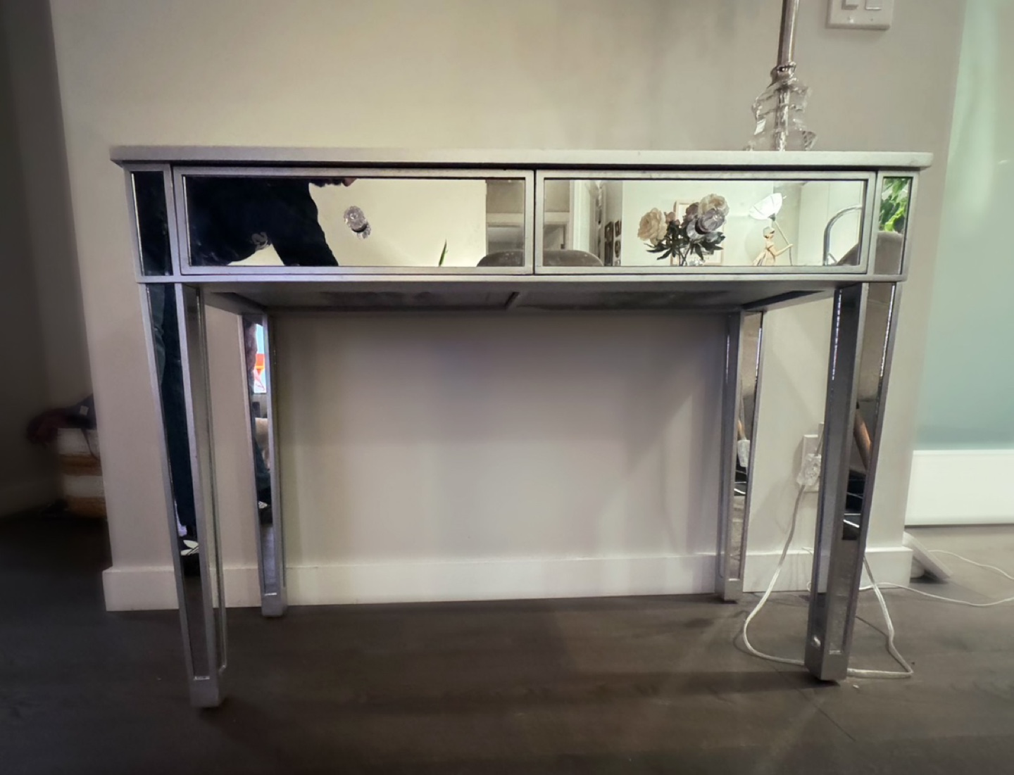 Mirrored Vanity Table with Two Drawers