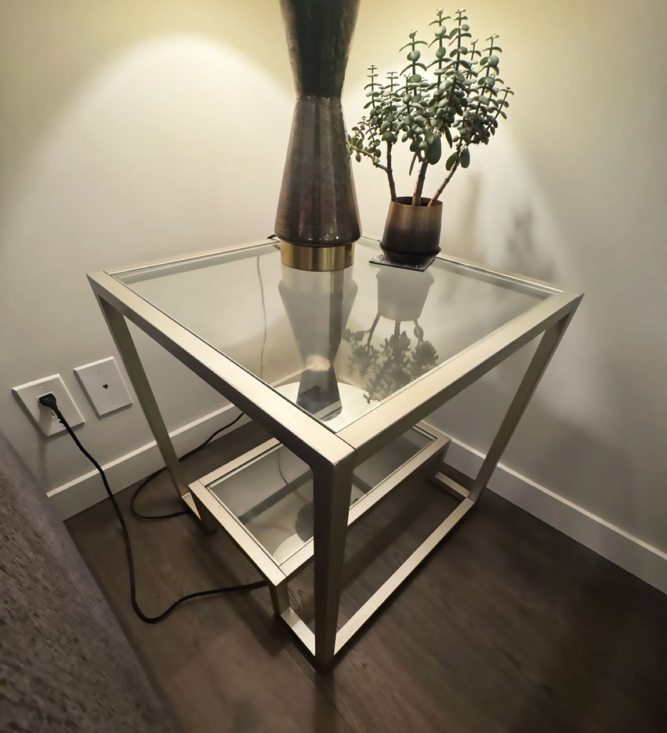 Glass and Metal Side Table