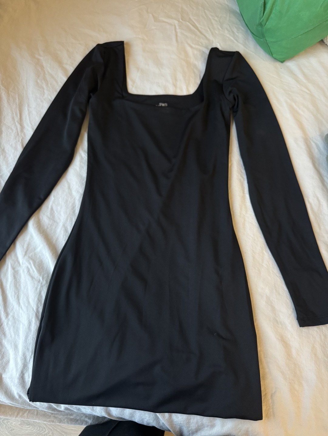 Black Square Neck Mini Dress