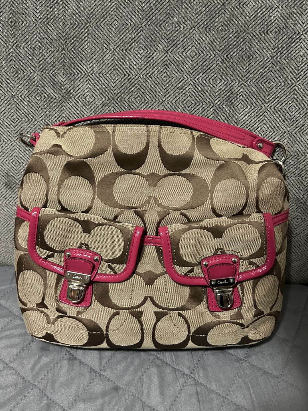 Coach Signature C Brown Pink Shoulder Bag - photo 3