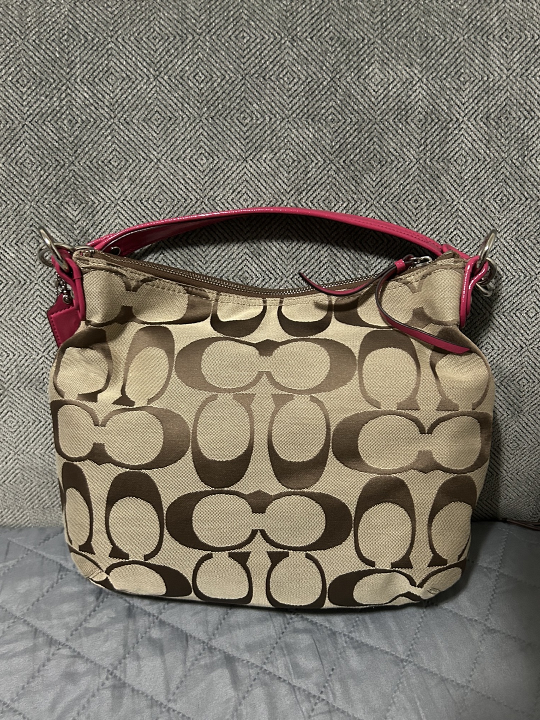 Coach Signature C Brown Pink Shoulder Bag - photo 4