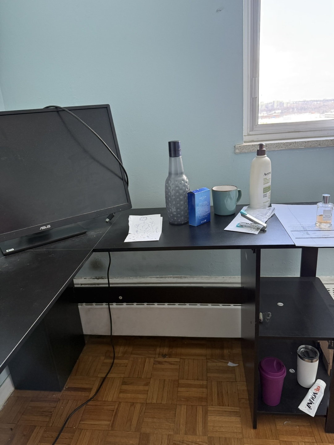 Black L-Shaped Computer Desk with Shelves - photo 2