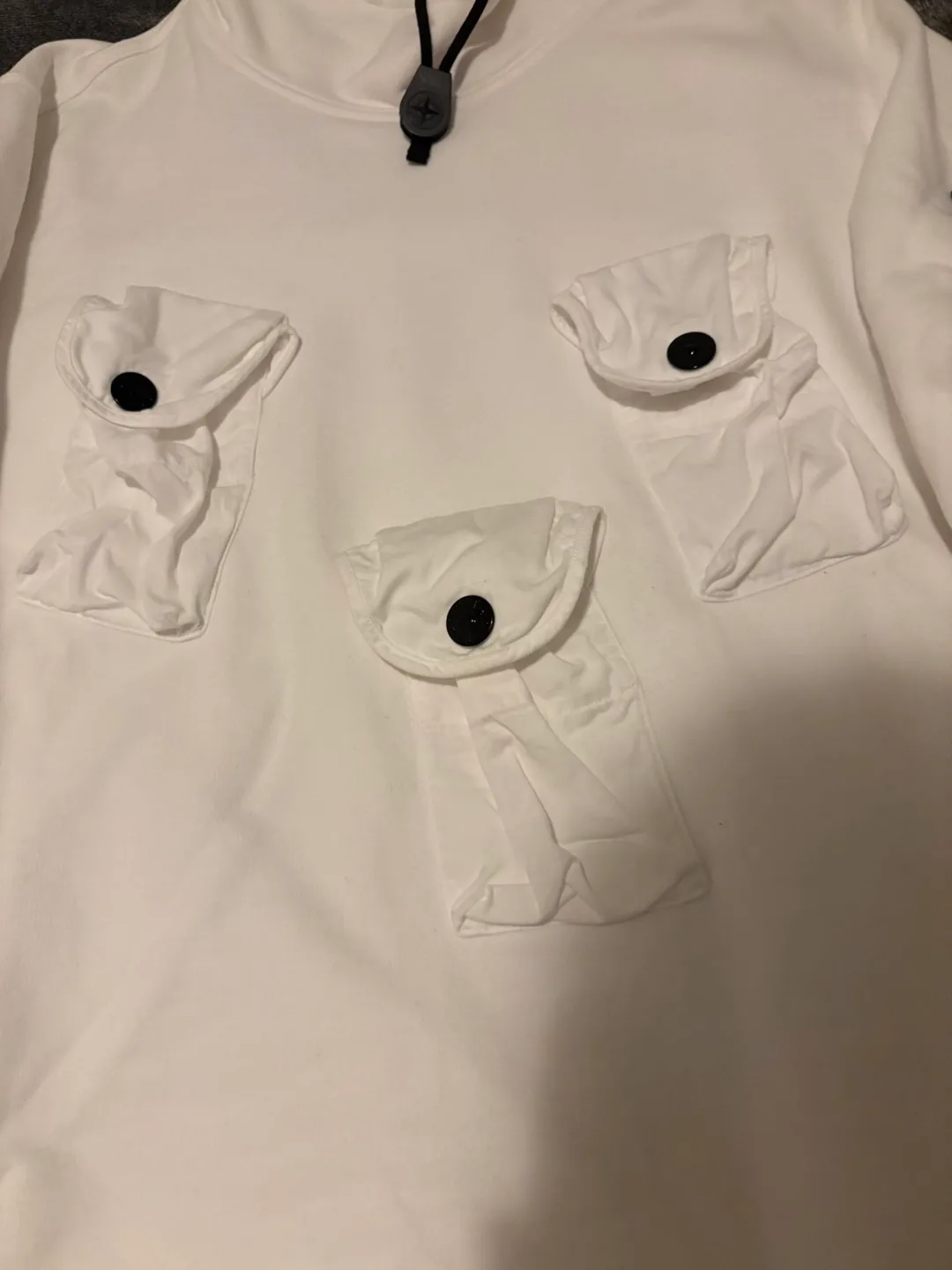 Stone Island White Cargo Pocket Mockneck Sweatshirt image indicator(3)