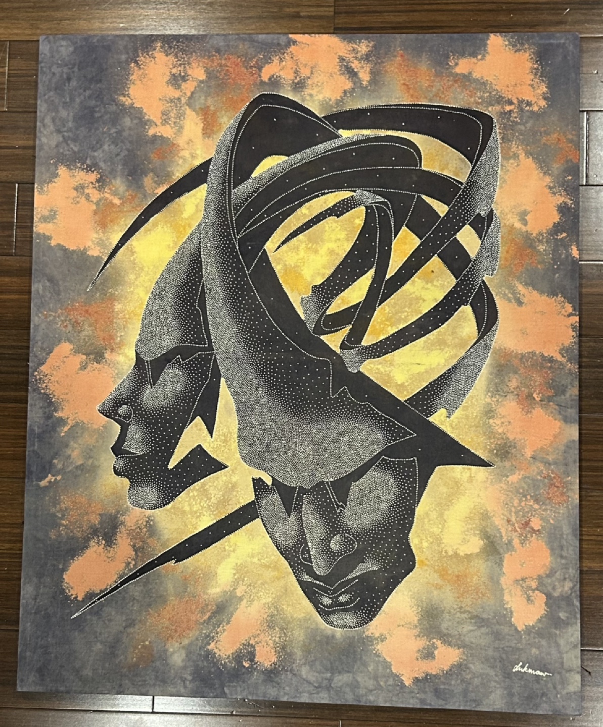 Unique Abstract Art Print - Double Face Portrait