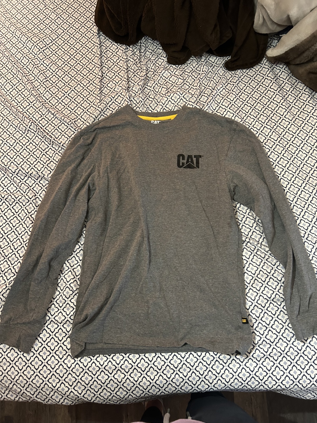 CAT Men's Grey Long Sleeve Shirt - Size M