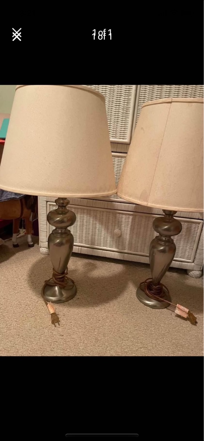 Pair of Table Lamps with Beige Shades