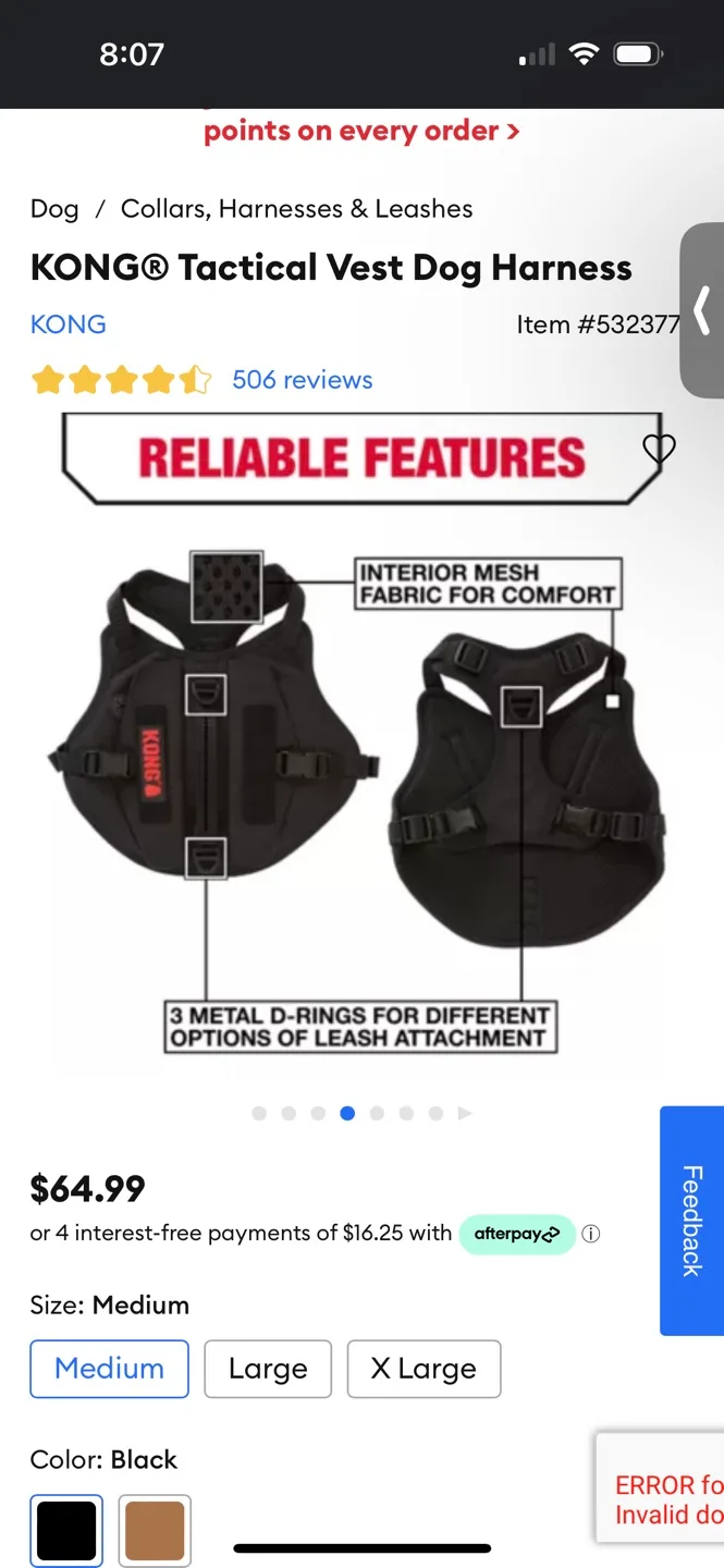 KONG Tactical Vest Dog Harness - Small - Black image indicator(4)