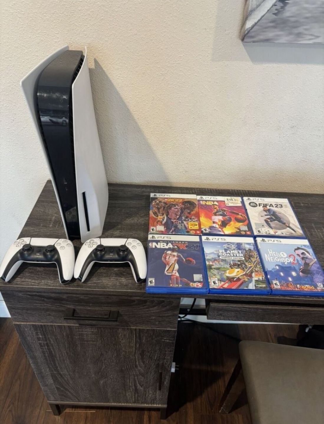 PS5 Console with 2 Controllers and 6 Games
