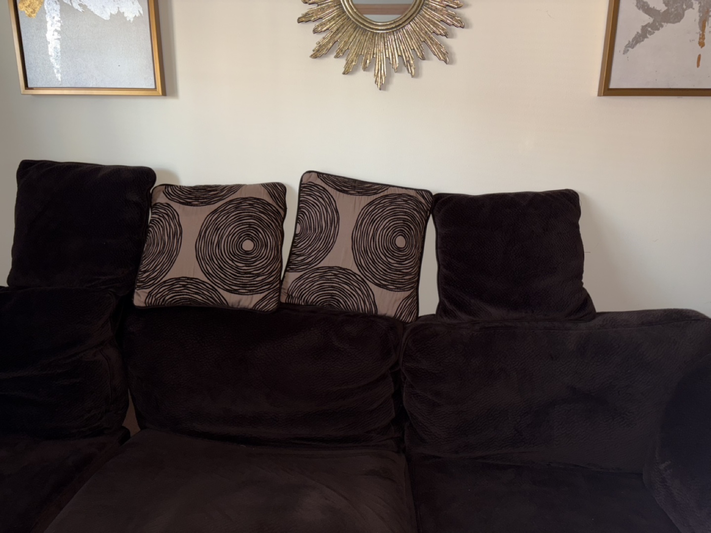 Brown Sectional Sofa with Throw Pillows - photo 4