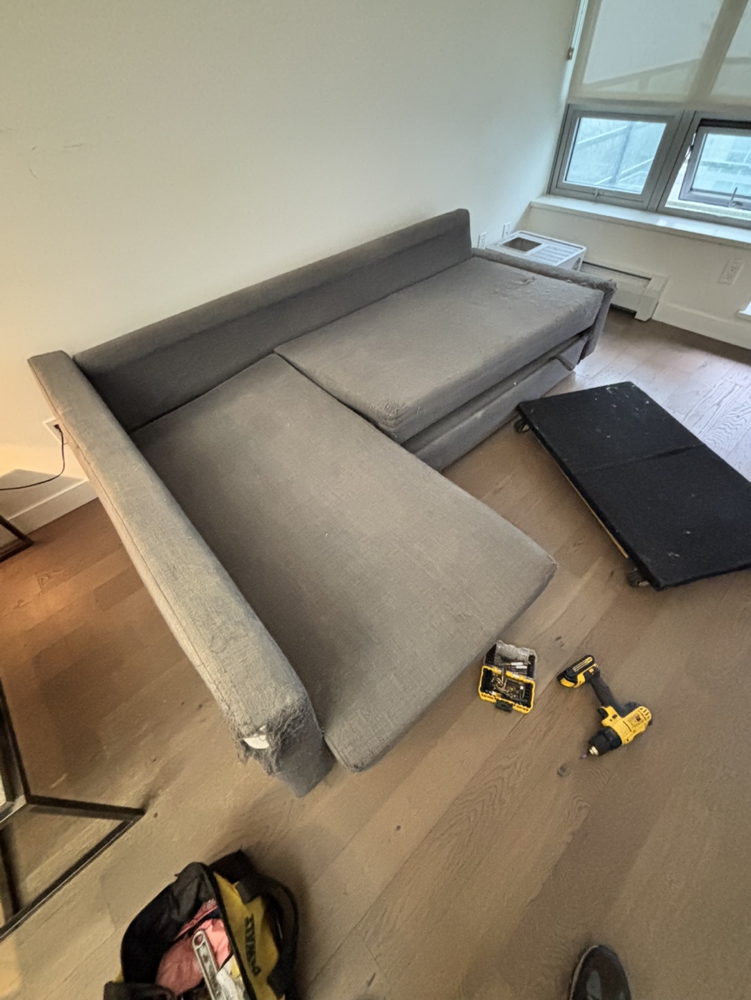 Grey L-Shaped Sofa Bed