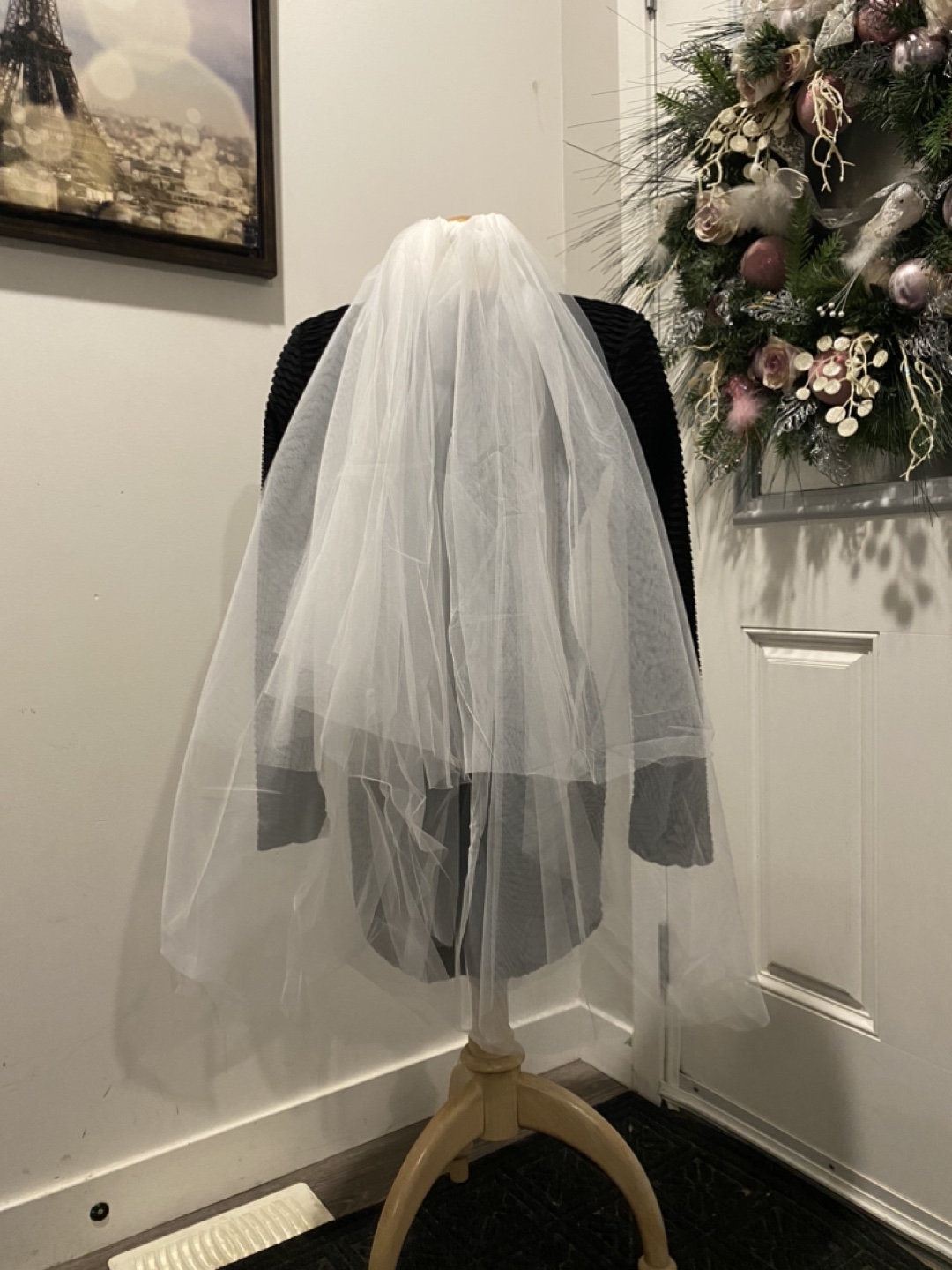 White Bridal Veil with Comb
