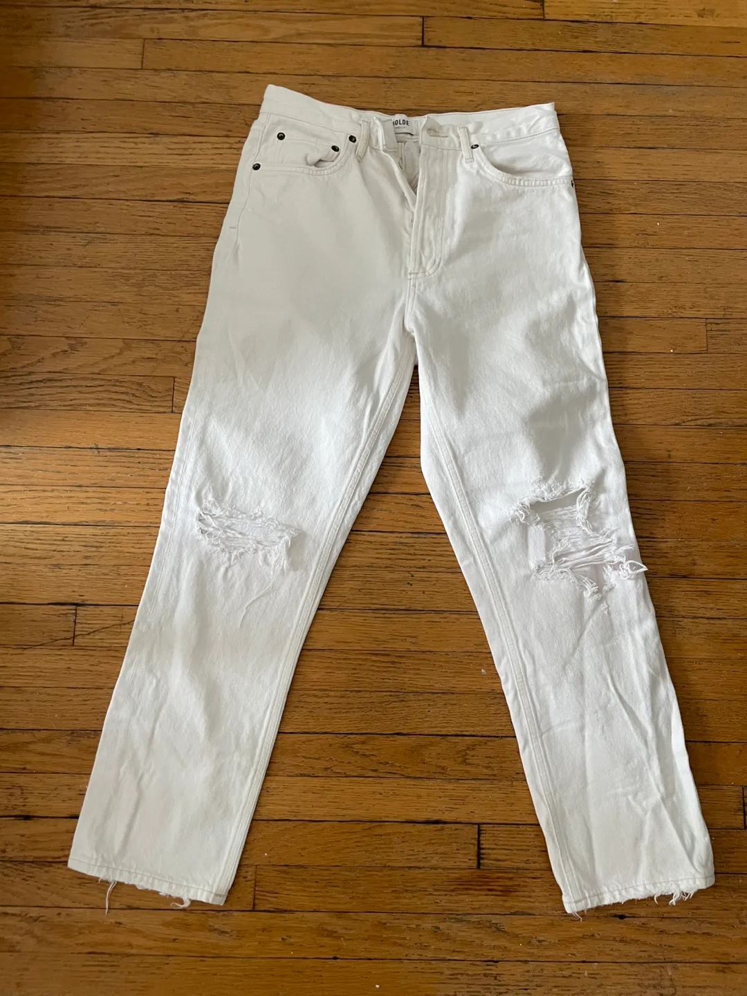 AGOLDE White Distressed Jeans - Size 27 thumbnail