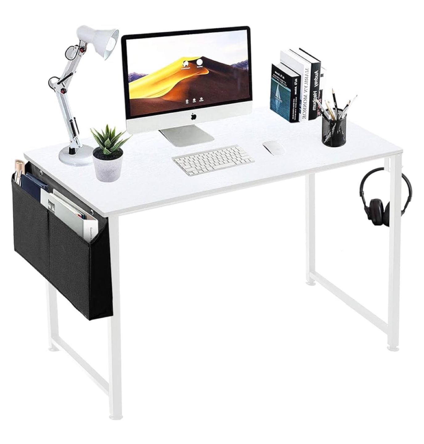 White Computer Desk with Storage