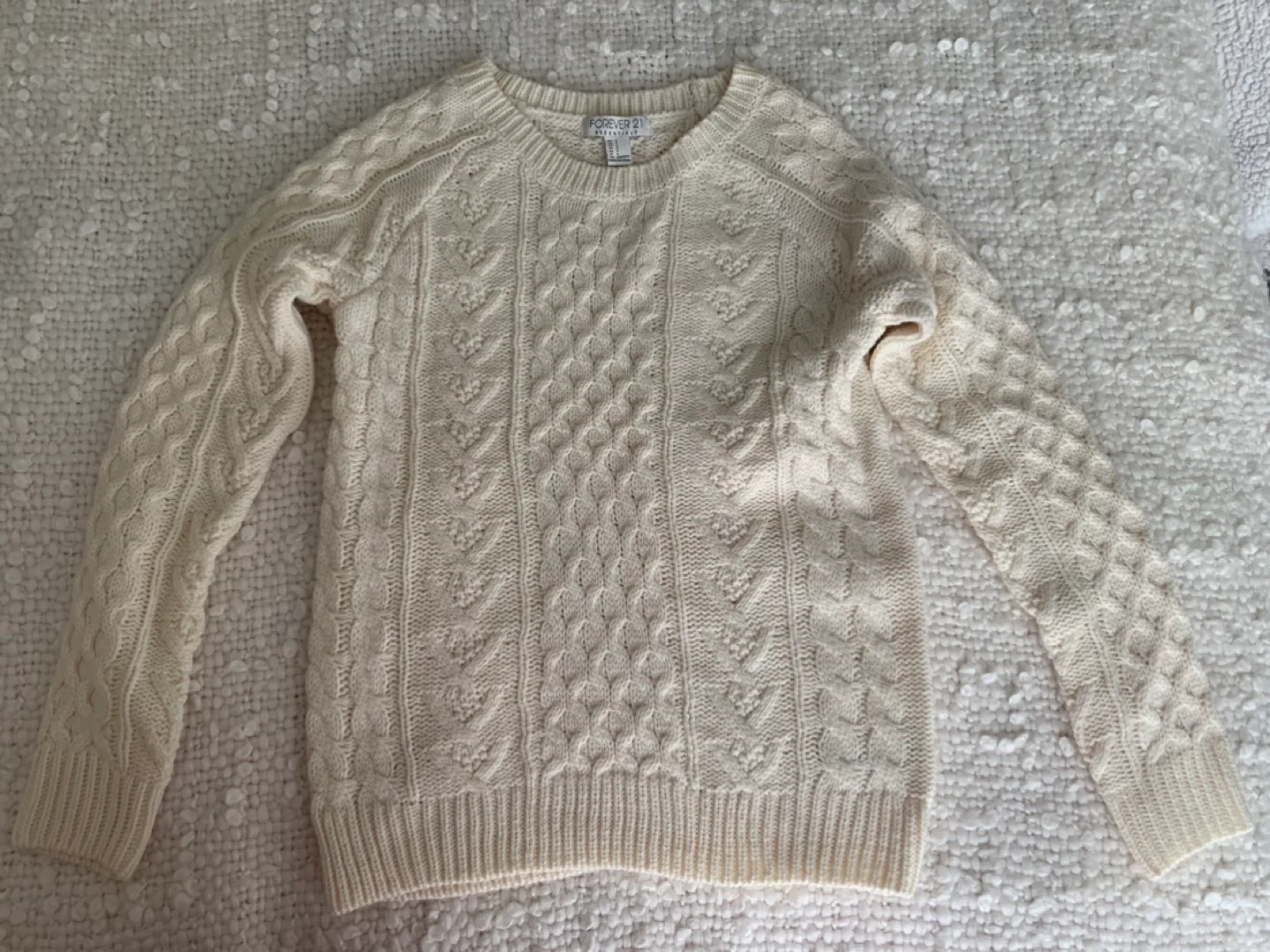 Forever 21 Cream Cable Knit Sweater image indicator(2)