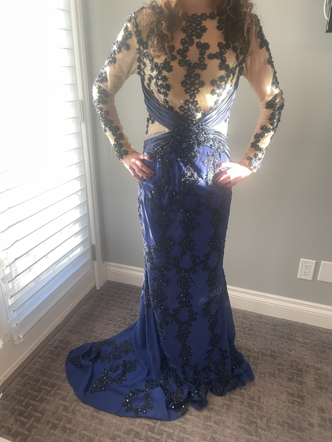 Stunning Navy Blue Formal Gown with Embellishments
