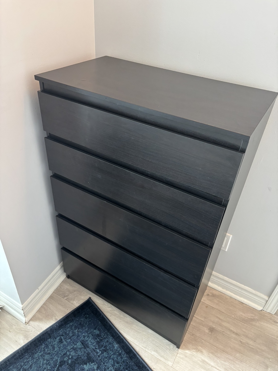 Ikea Drawer-Black Five-Drawer Chest