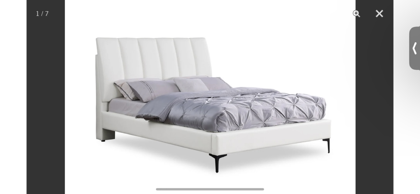Queen Size White Leather Bed Frame - photo 3