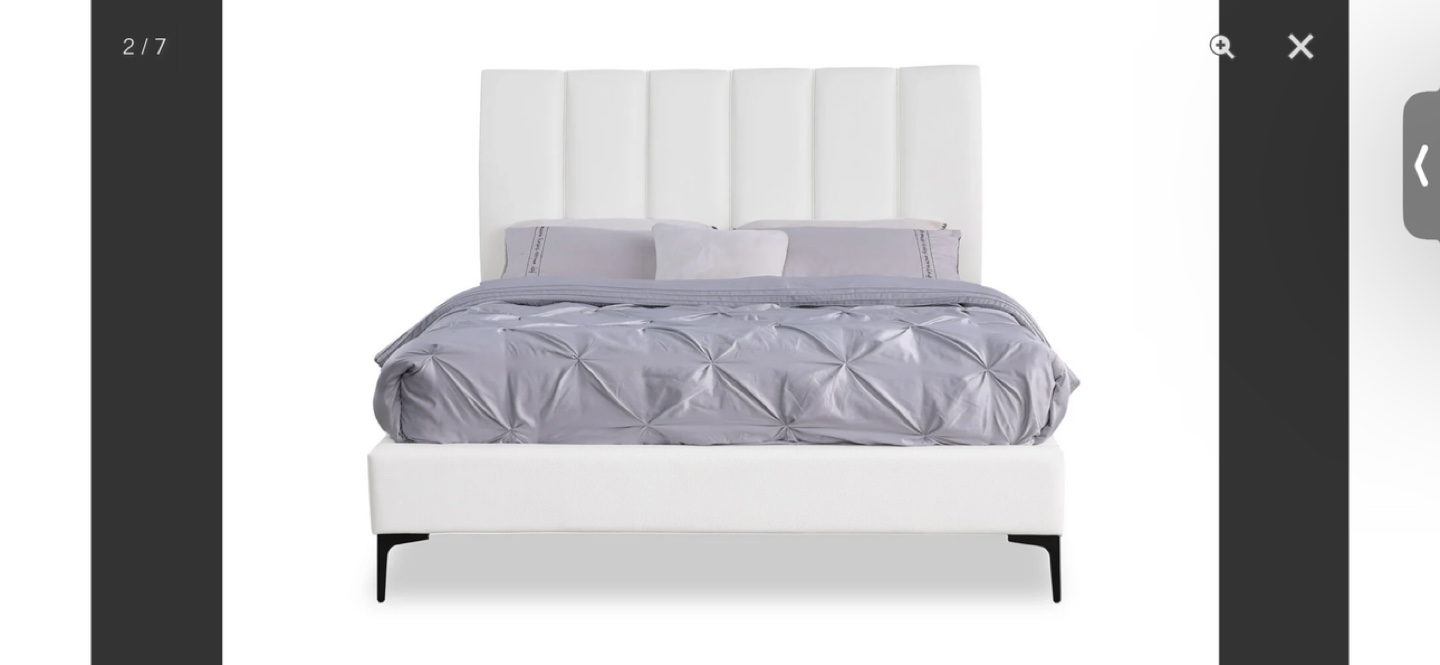 Queen Size White Leather Bed Frame - photo 2