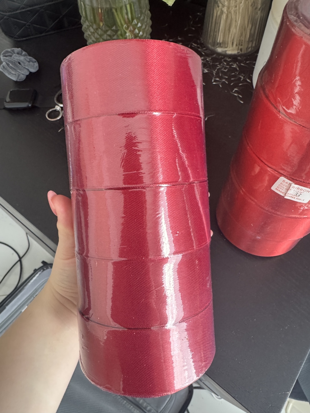 Two Rolls of Red Satin Ribbon - photo 2