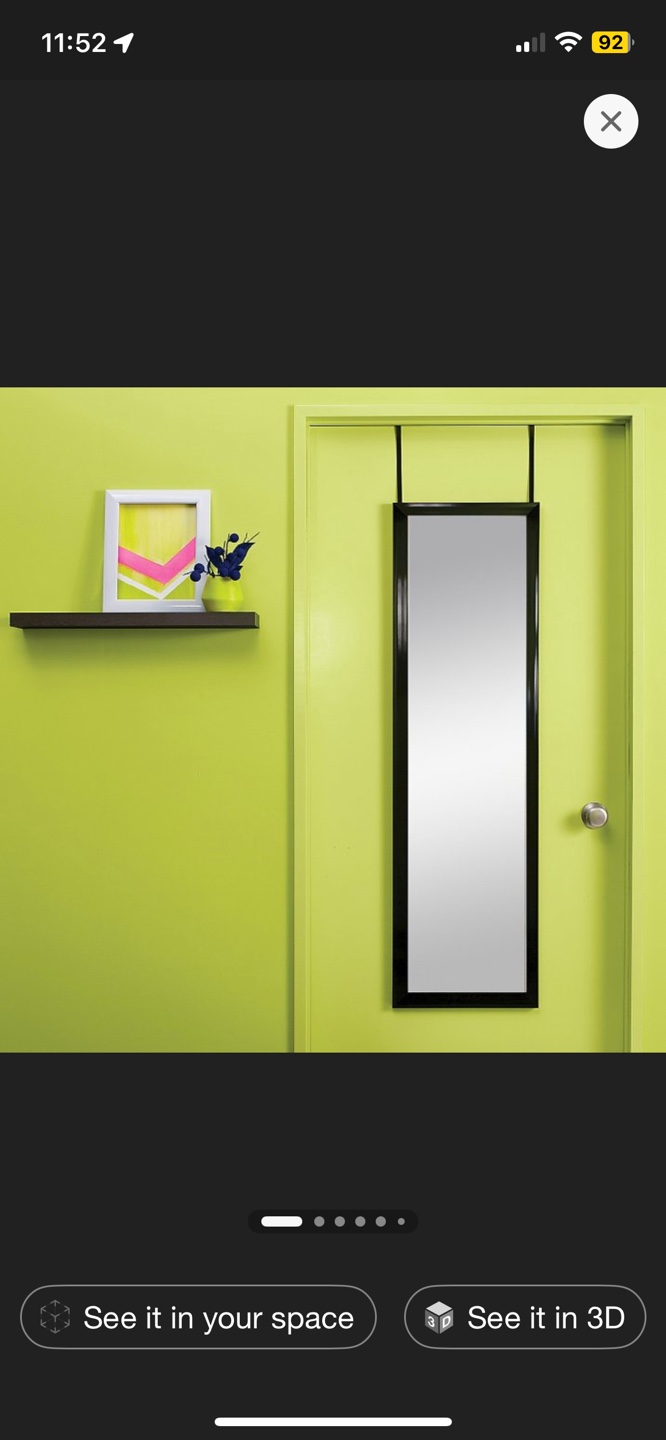 Over-the-Door Full Length Mirror - Black Frame