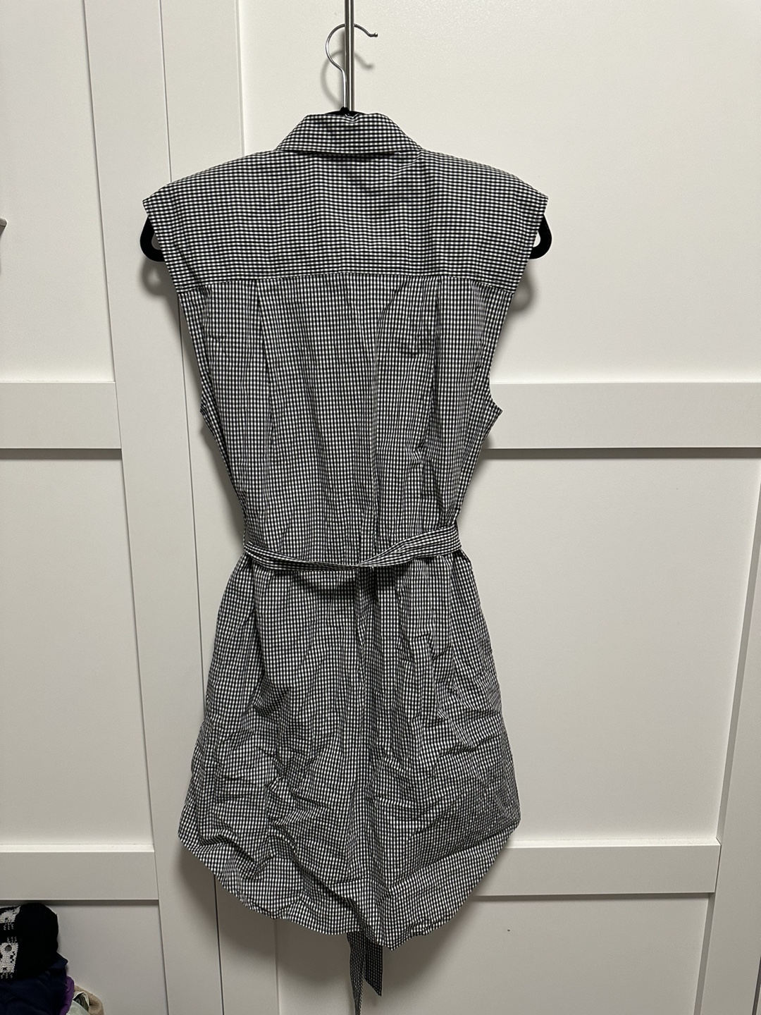 FRAME Black and White Gingham Sleeveless Shirt Dress - photo 2