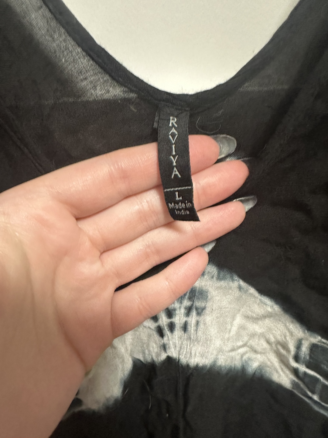 Roviya Black and White Tie Dye Mini Dress Size L - photo 2
