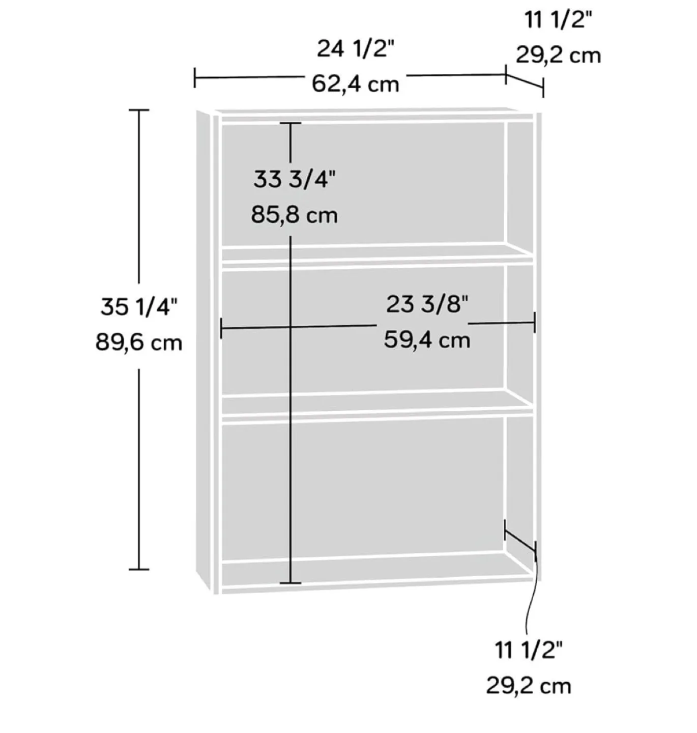 New Sauder Select 3-Shelf Bookcase - Dark Wood Finish image indicator(3)