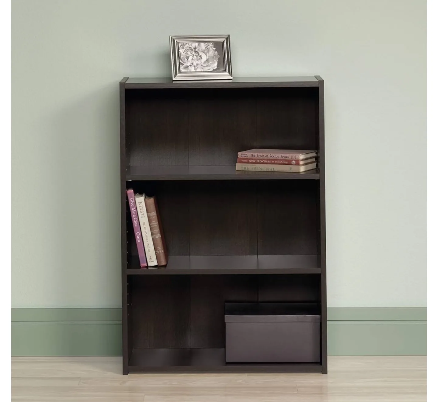 New Sauder Select 3-Shelf Bookcase - Dark Wood Finish image indicator(2)